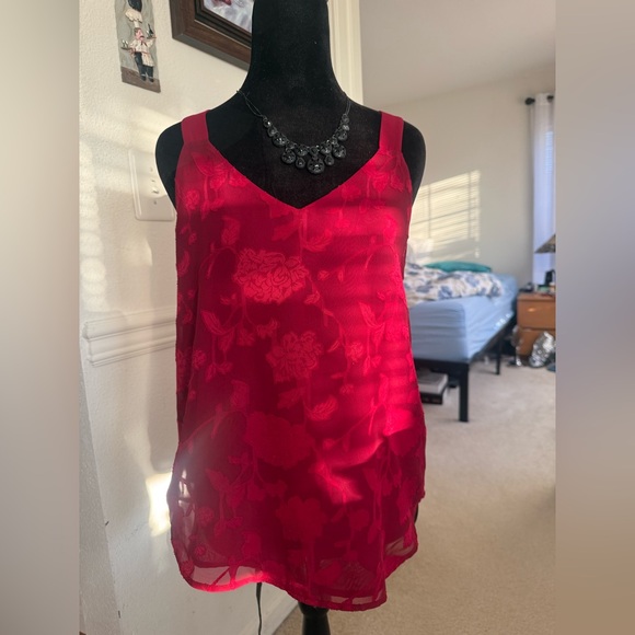 LOFT Tops - LOFT Vibrant Red Floral Camisole